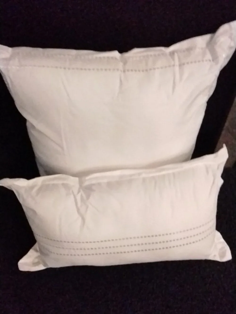 White Decorative Stitched Throw  Pillows Set of 2